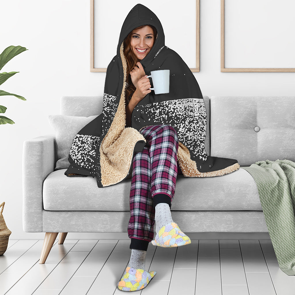Black And White Moonlight Print Hooded Blanket