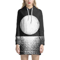 Black And White Moonlight Print Pullover Hoodie Dress