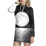 Black And White Moonlight Print Hoodie Dress