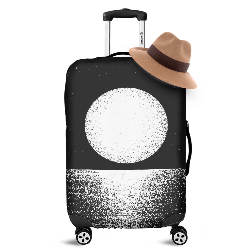 Black And White Moonlight Print Luggage Cover