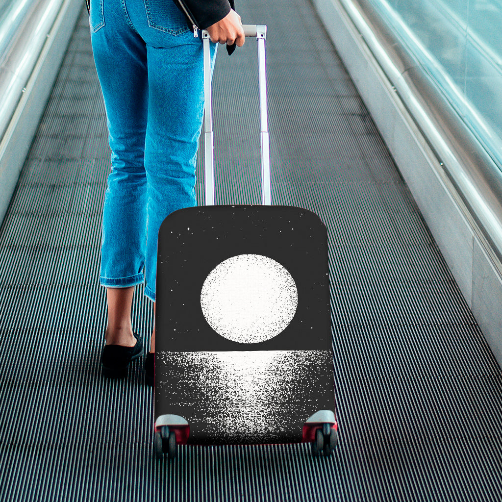 Black And White Moonlight Print Luggage Cover