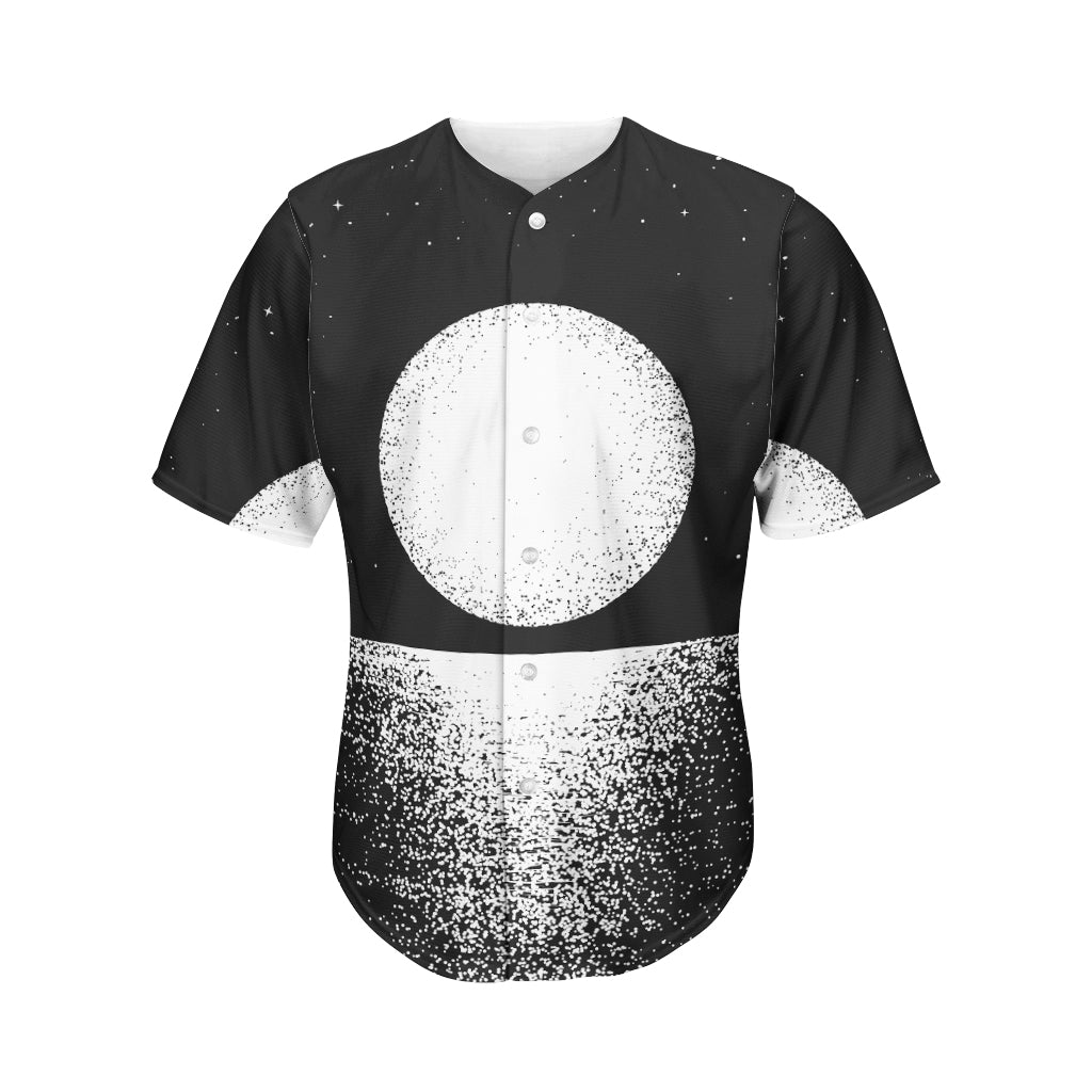 Black And White Moonlight Print Men's Baseball Jersey