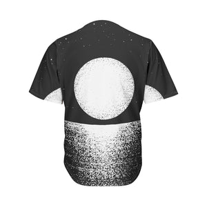 Black And White Moonlight Print Men's Baseball Jersey