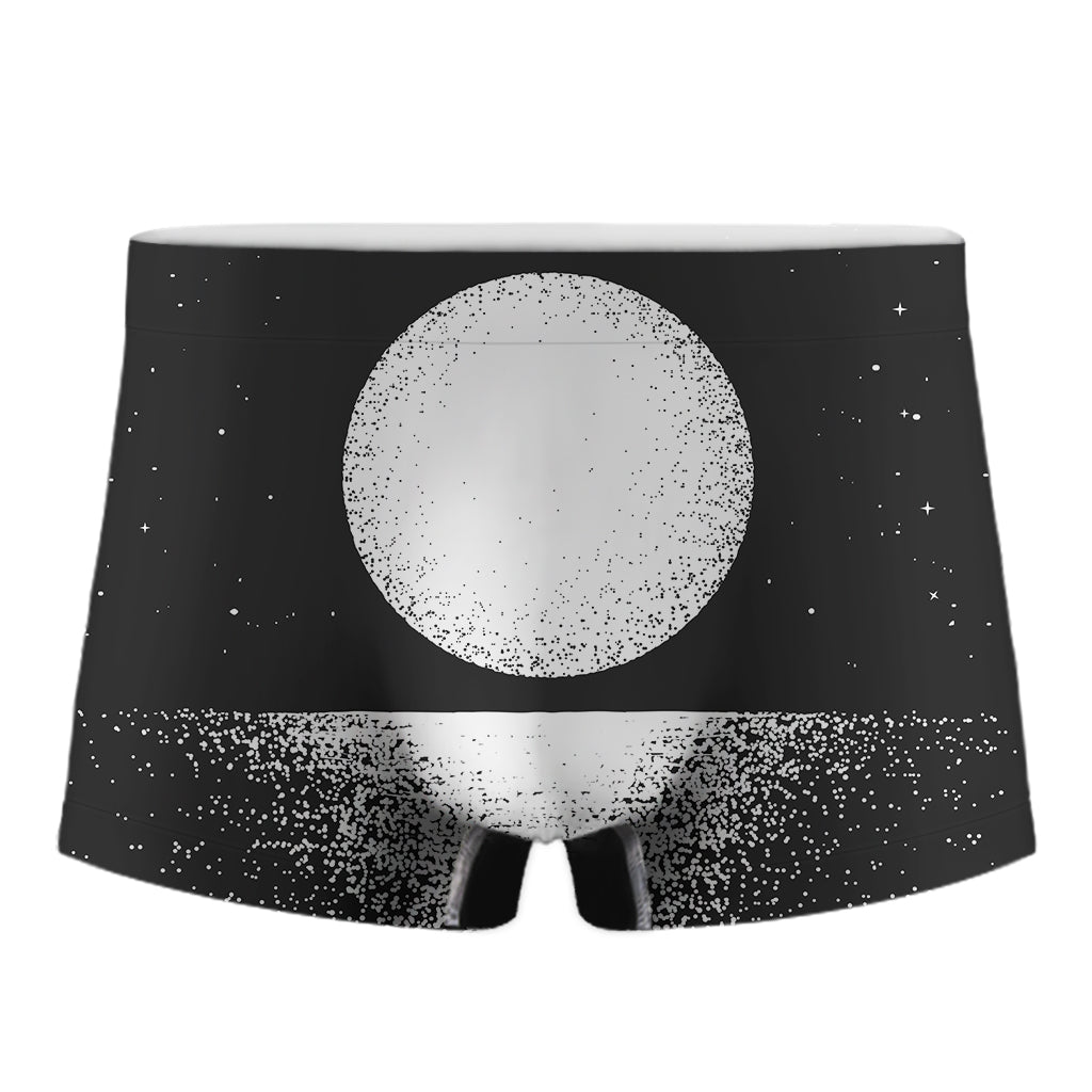 Black And White Moonlight Print Men's Boxer Briefs