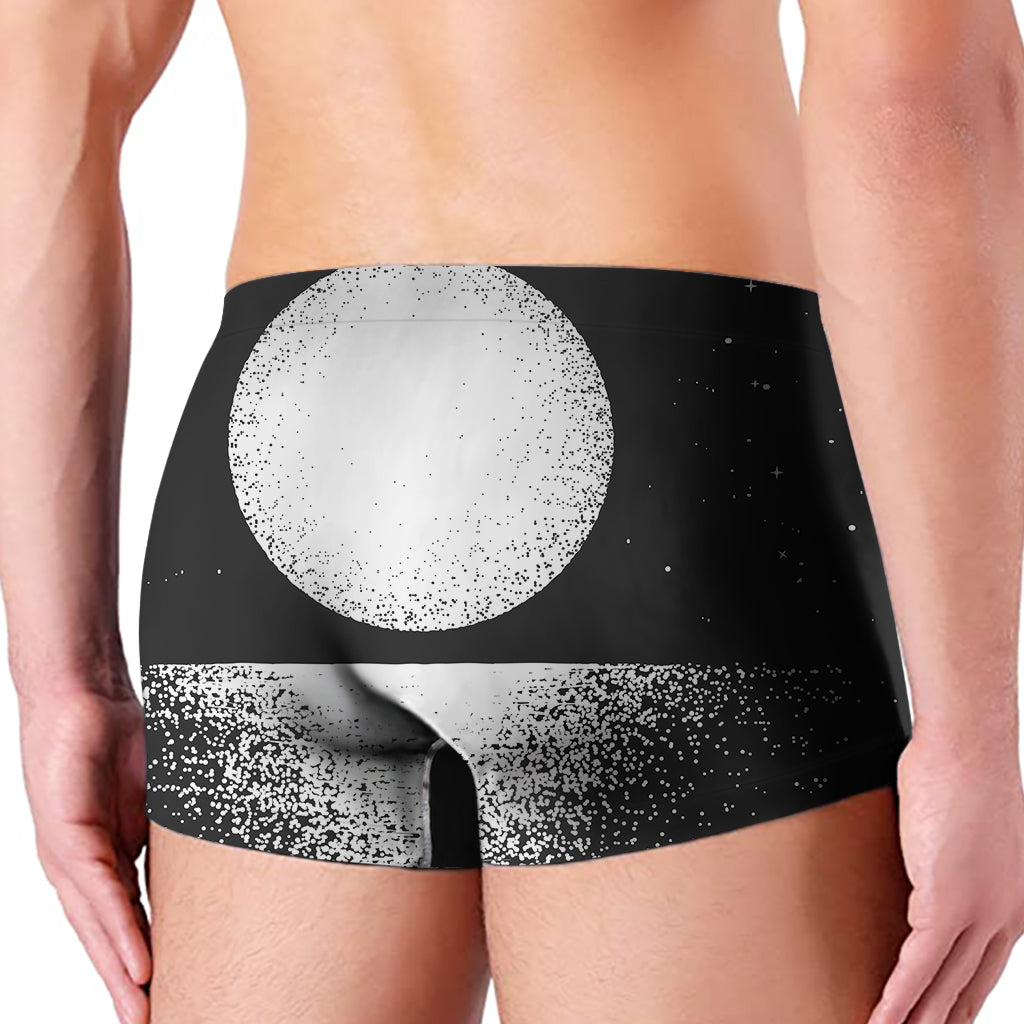 Black And White Moonlight Print Men's Boxer Briefs