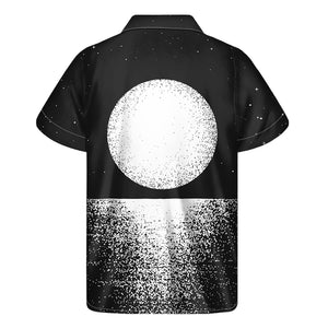 Black And White Moonlight Print Men's Short Sleeve Shirt