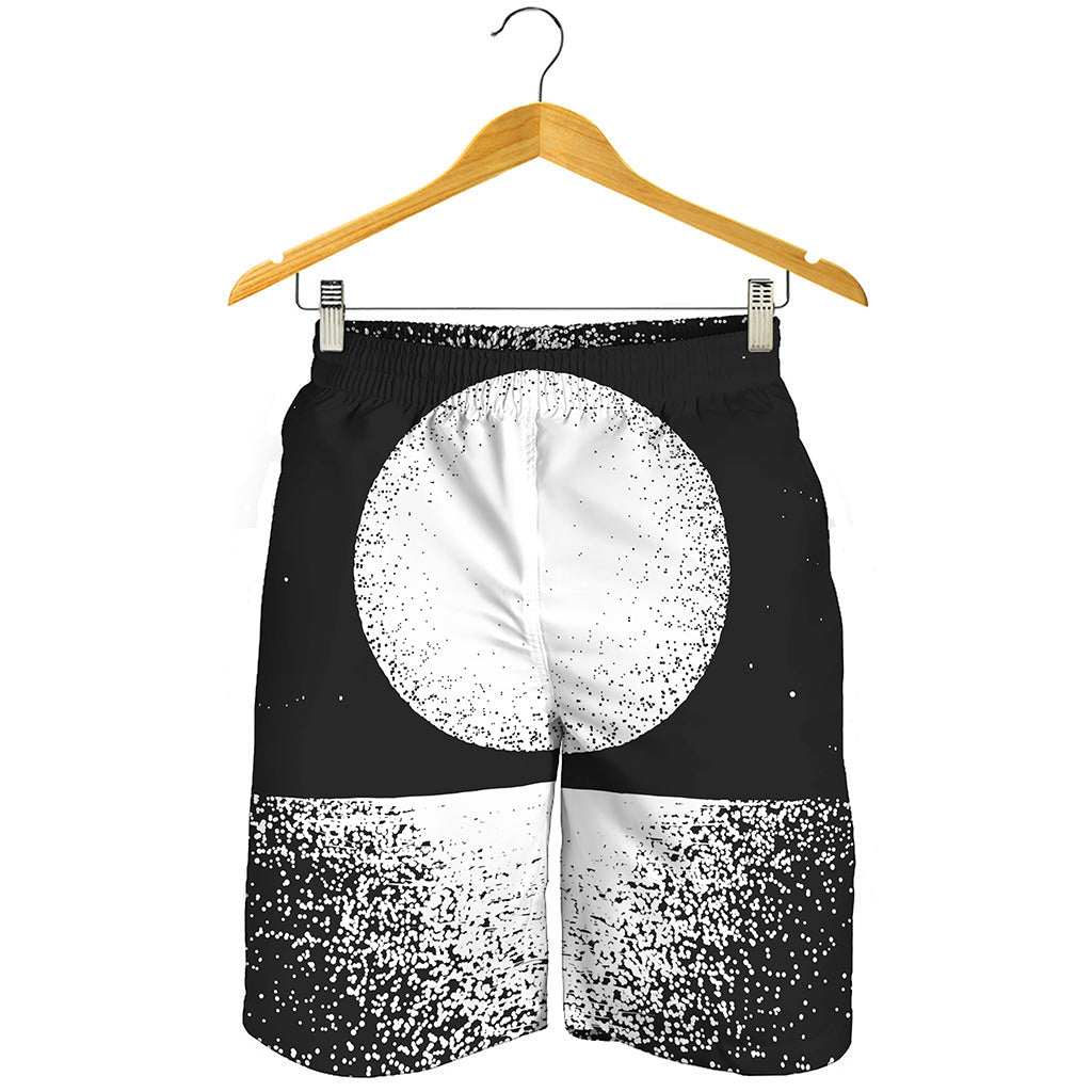 Black And White Moonlight Print Men's Shorts