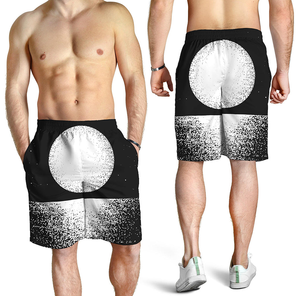 Black And White Moonlight Print Men's Shorts