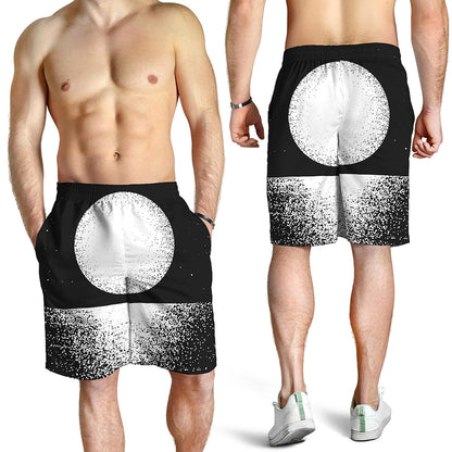 Black And White Moonlight Print Men's Shorts