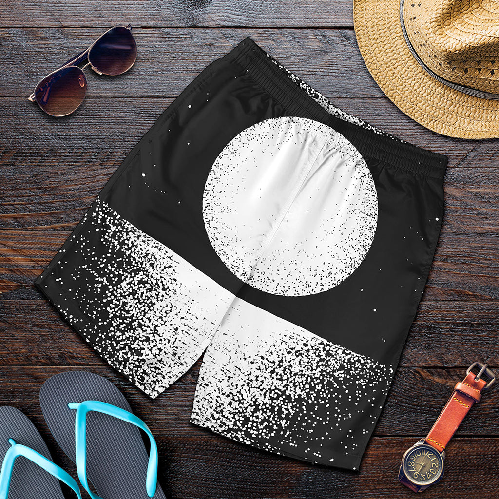 Black And White Moonlight Print Men's Shorts