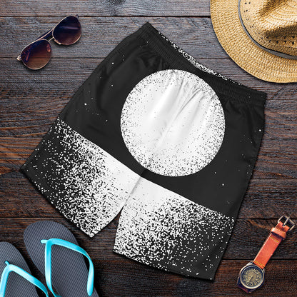 Black And White Moonlight Print Men's Shorts
