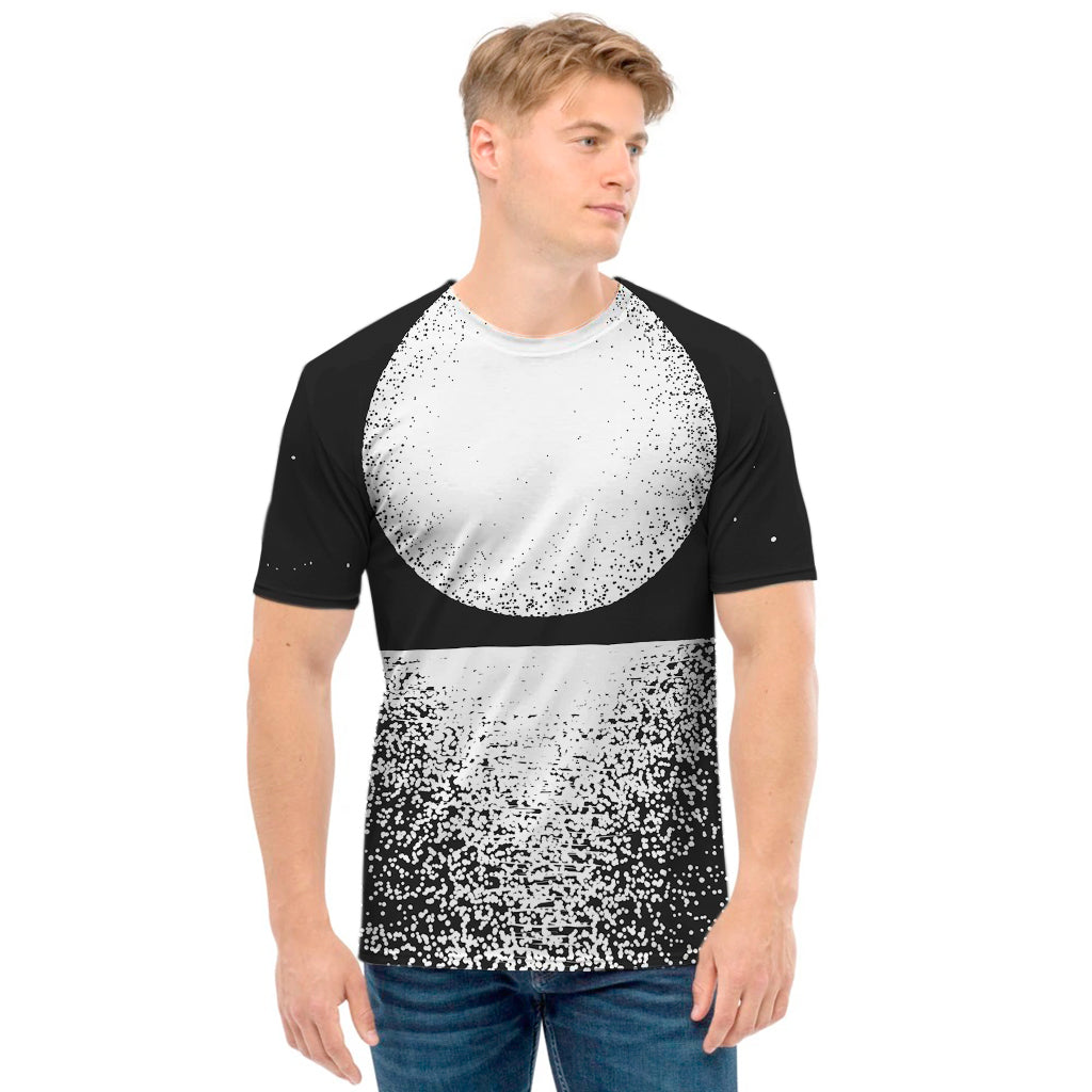 Black And White Moonlight Print Men's T-Shirt