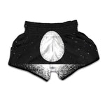 Black And White Moonlight Print Muay Thai Boxing Shorts