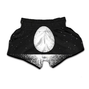 Black And White Moonlight Print Muay Thai Boxing Shorts