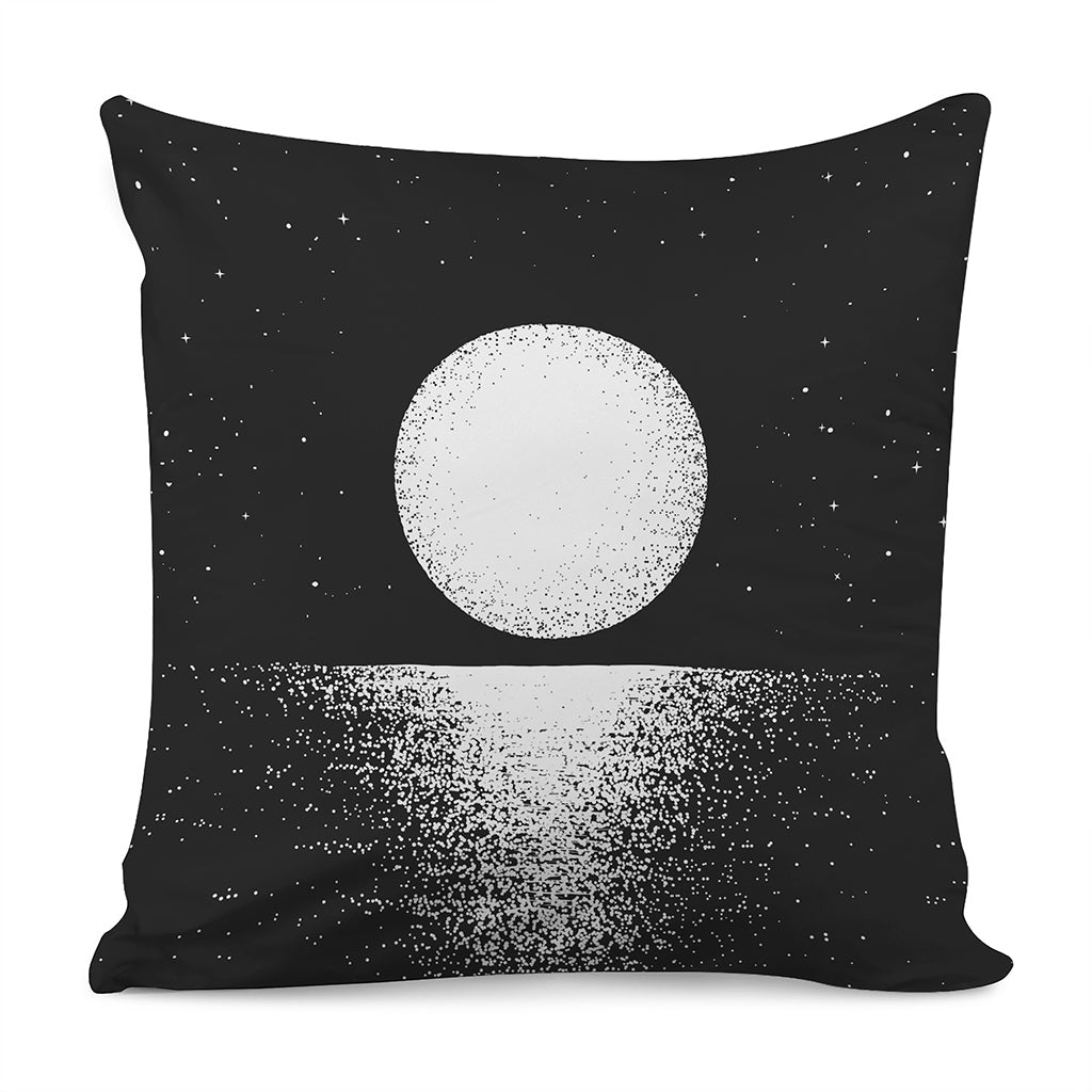 Black And White Moonlight Print Pillow Cover