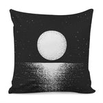 Black And White Moonlight Print Pillow Cover