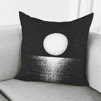 Black And White Moonlight Print Pillow Cover