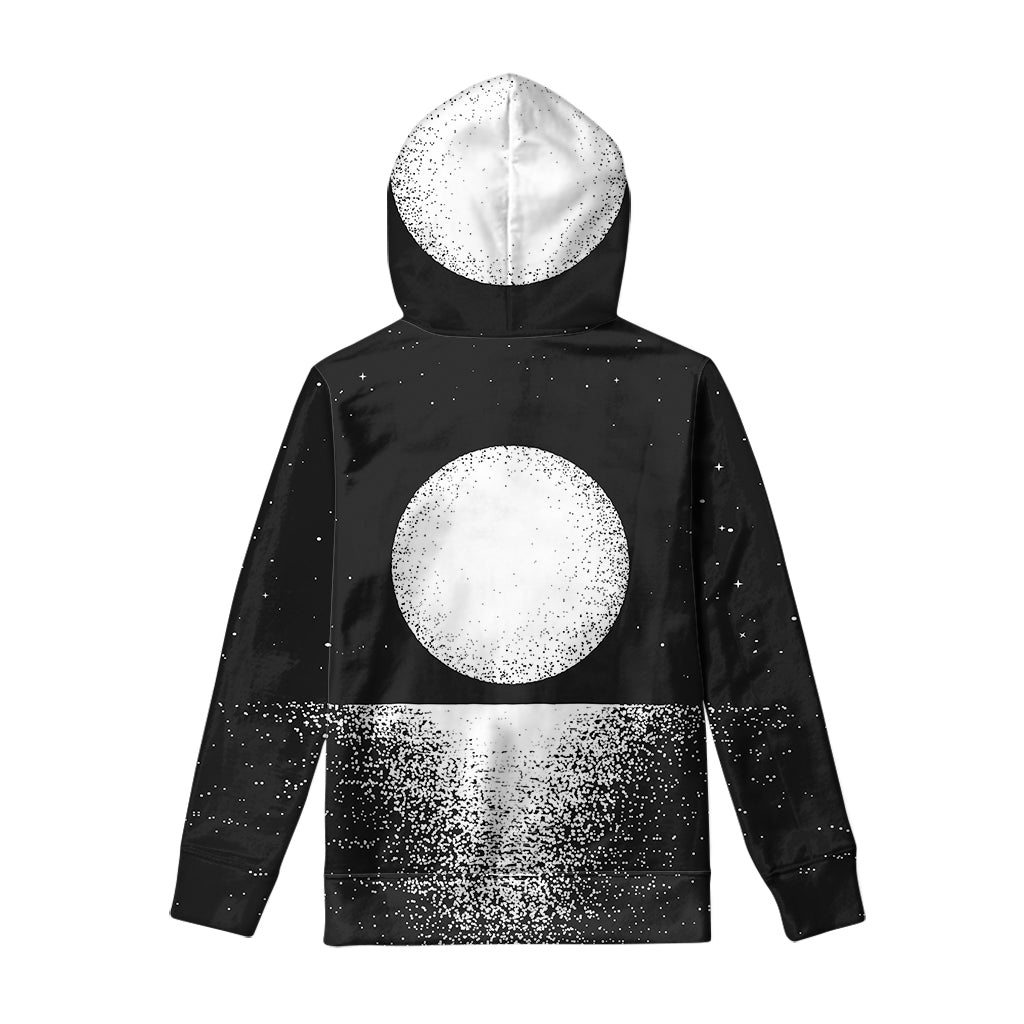 Black And White Moonlight Print Pullover Hoodie