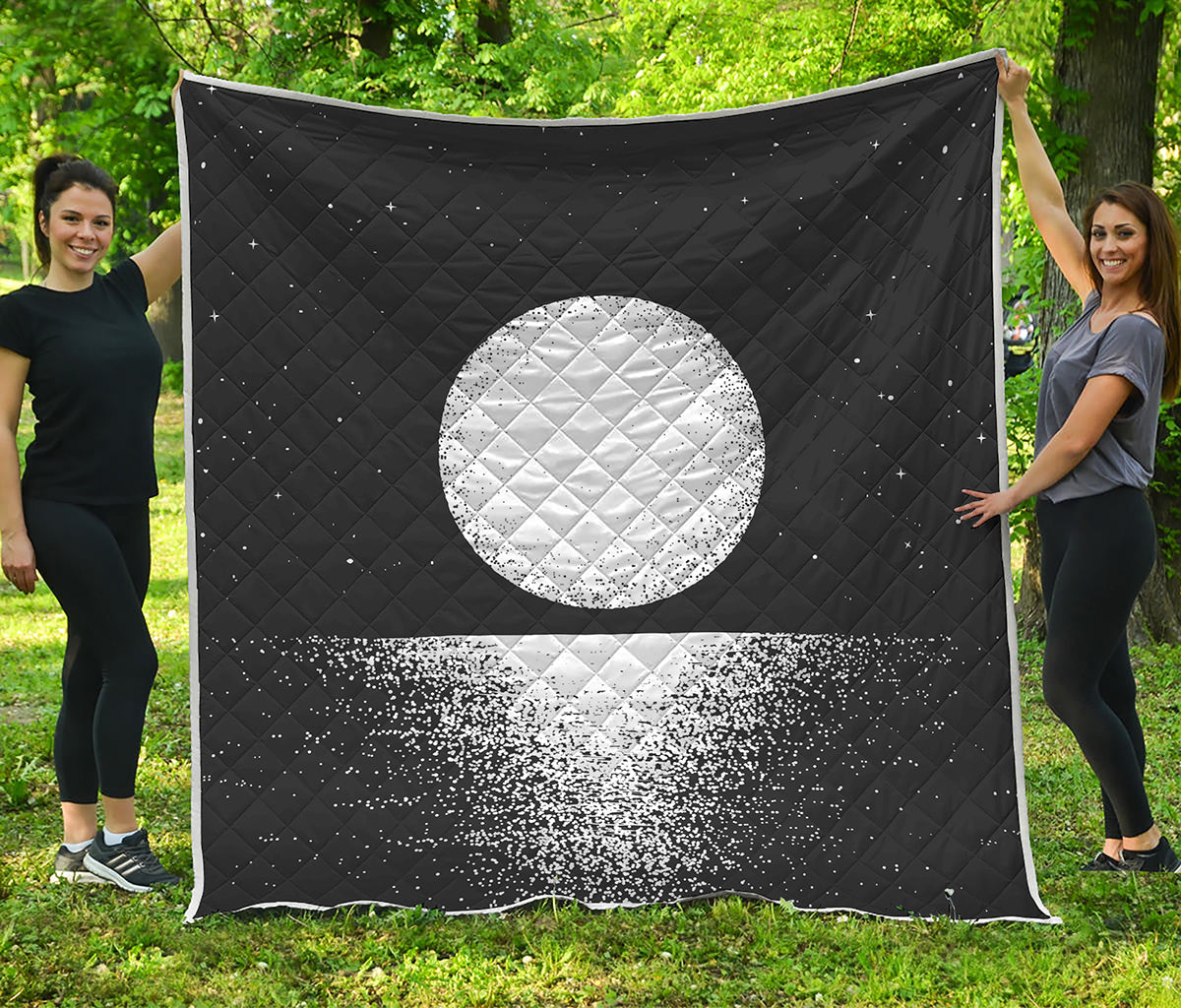 Black And White Moonlight Print Quilt