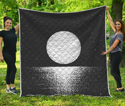 Black And White Moonlight Print Quilt