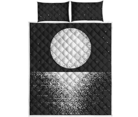 Black And White Moonlight Print Quilt Bed Set