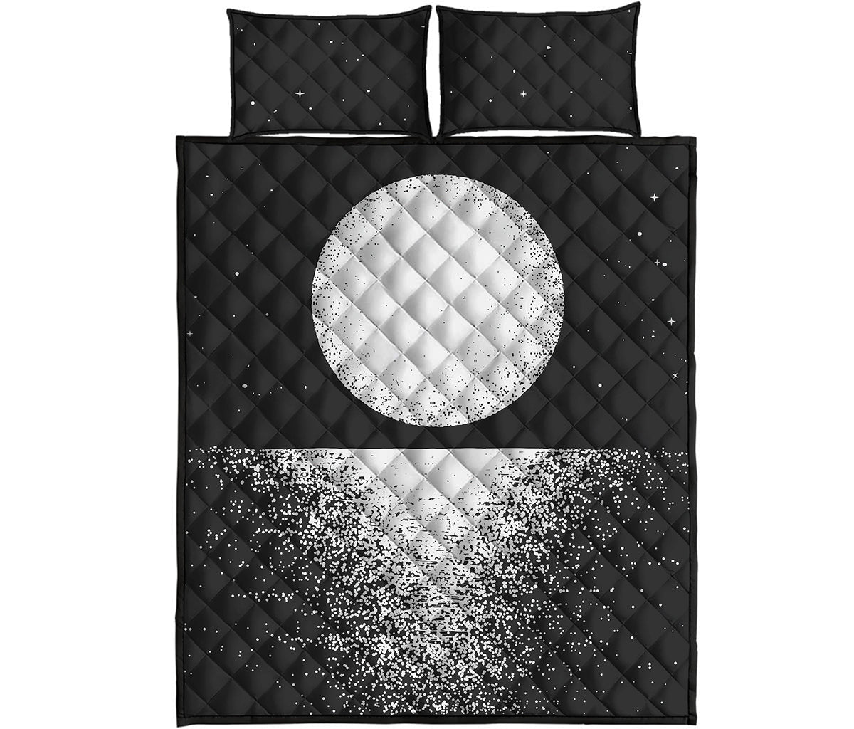 Black And White Moonlight Print Quilt Bed Set