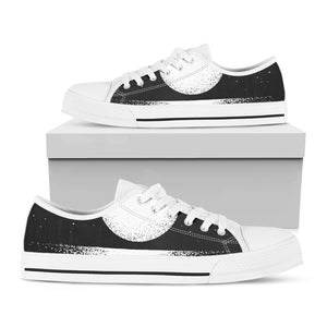 Black And White Moonlight Print White Low Top Shoes