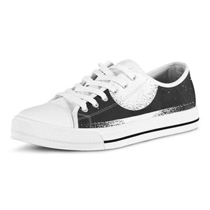 Black And White Moonlight Print White Low Top Shoes