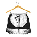 Black And White Moonlight Print Women's Shorts