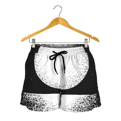Black And White Moonlight Print Women's Shorts