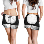 Black And White Moonlight Print Women's Shorts