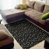 Black And White Music Note Pattern Print Area Rug