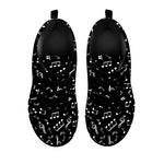 Black And White Music Note Pattern Print Black Sneakers
