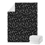 Black And White Music Note Pattern Print Blanket