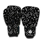 Black And White Music Note Pattern Print Boxing Gloves