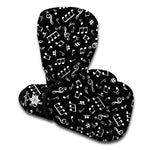 Black And White Music Note Pattern Print Boxing Gloves
