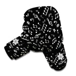 Black And White Music Note Pattern Print Boxing Gloves
