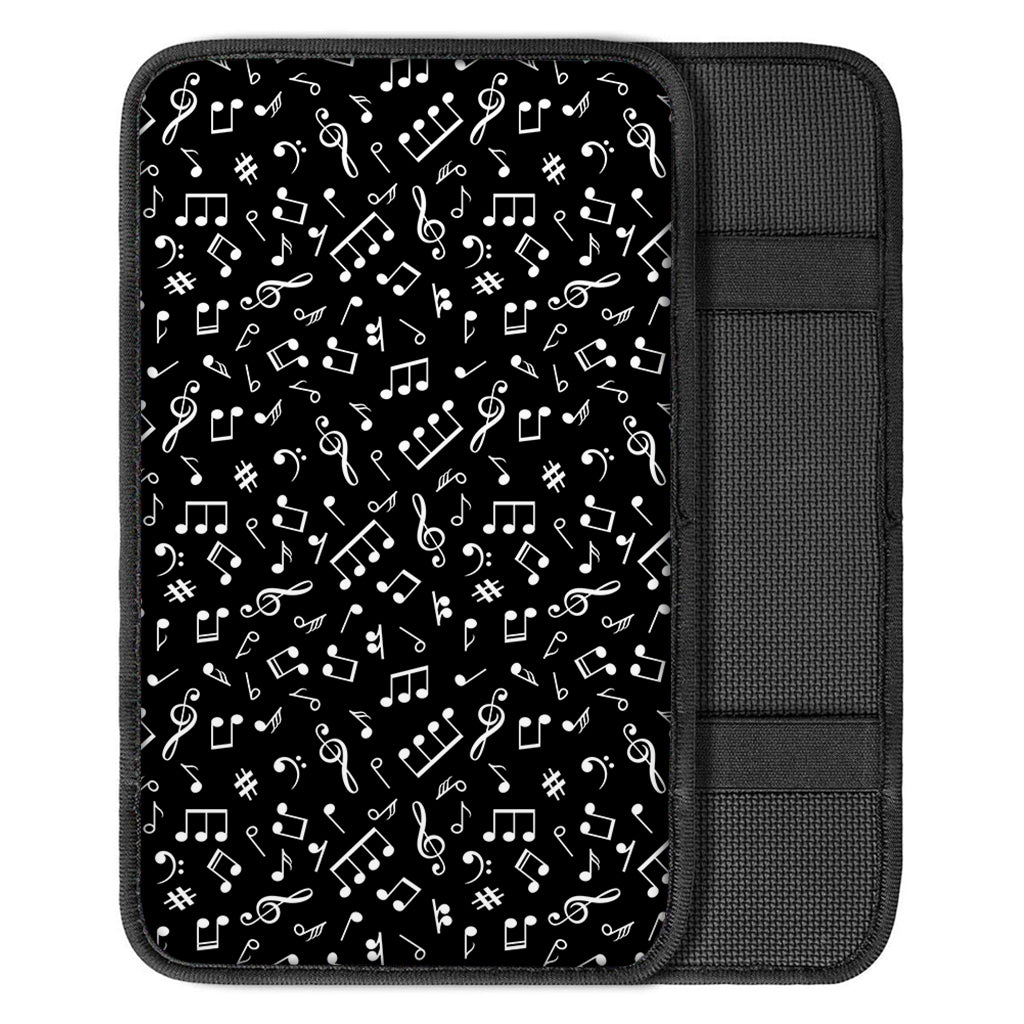 Black And White Music Note Pattern Print Car Center Console Cover