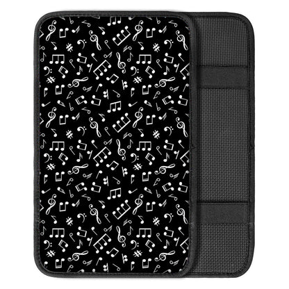 Black And White Music Note Pattern Print Car Center Console Cover