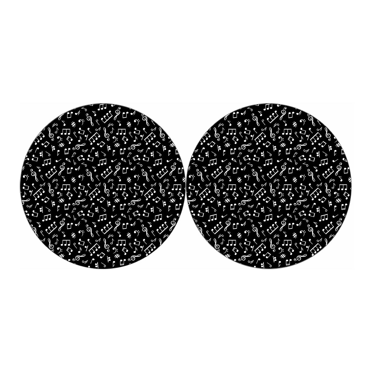 Black And White Music Note Pattern Print Car Coasters