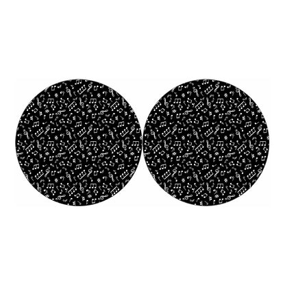 Black And White Music Note Pattern Print Car Coasters