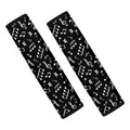 Black And White Music Note Pattern Print Car Seat Belt Covers