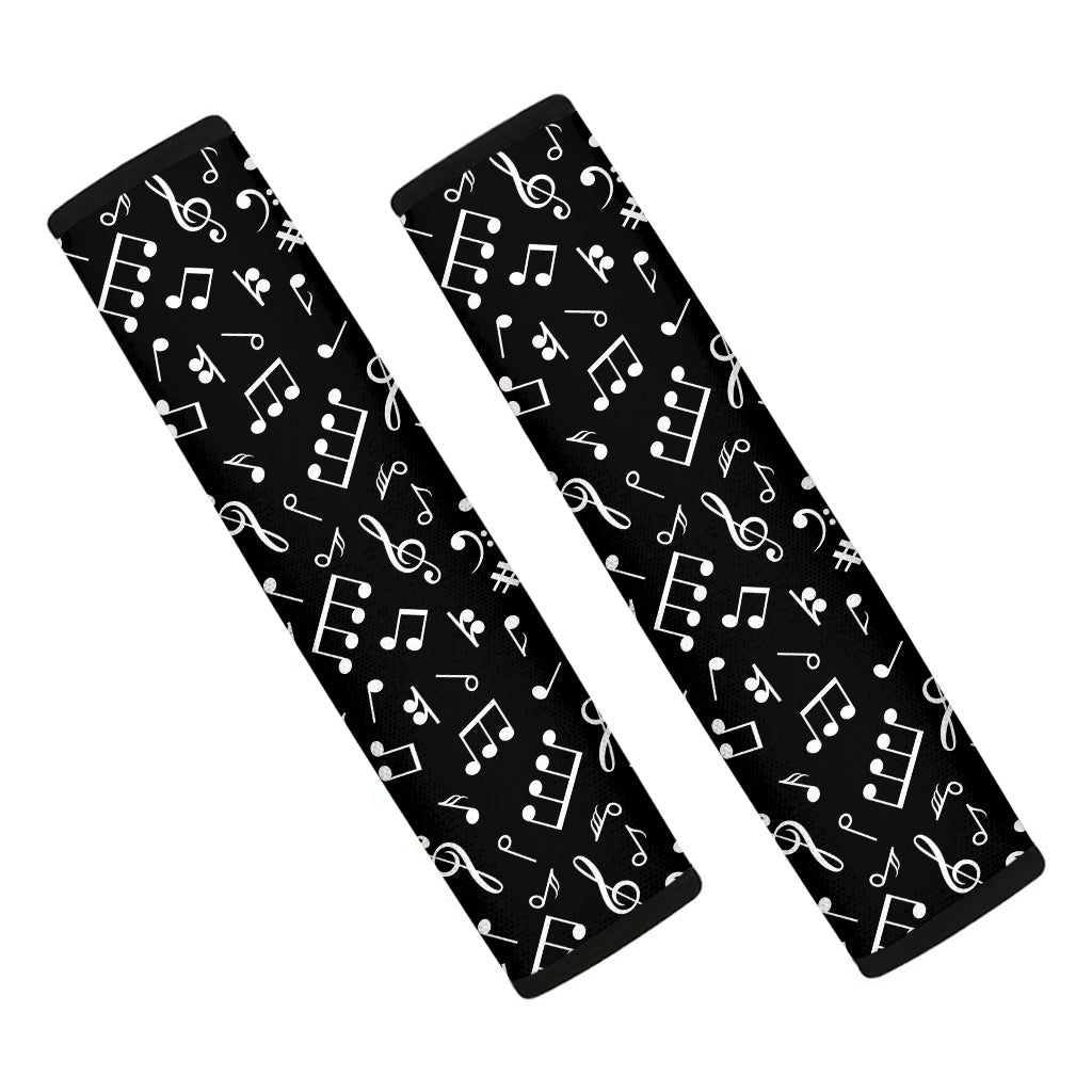 Black And White Music Note Pattern Print Car Seat Belt Covers