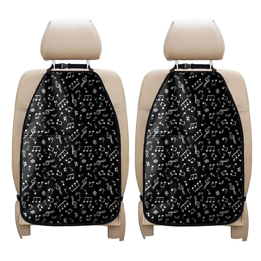 Black And White Music Note Pattern Print Car Seat Organizers
