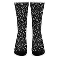 Black And White Music Note Pattern Print Crew Socks