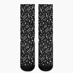 Black And White Music Note Pattern Print Crew Socks