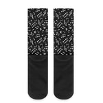 Black And White Music Note Pattern Print Crew Socks