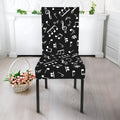 Black And White Music Note Pattern Print Dining Chair Slipcover