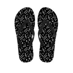 Black And White Music Note Pattern Print Flip Flops