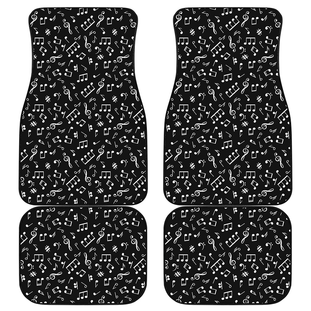 Black And White Music Note Pattern Print Front and Back Car Floor Mats